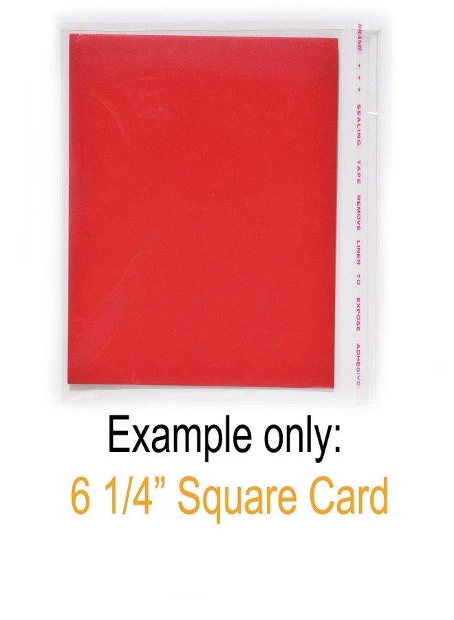 irtree 100 Square 6.5" Crystal Clear Flat Resealable Envelopes - 6 1/2" x 6 1/2" or 6.5 x 6.5 Cello Style Poly Bags with Lip Tape - Fits 6" to 6 1/4” Square Card with or Without a Paper Envelope - Image 2